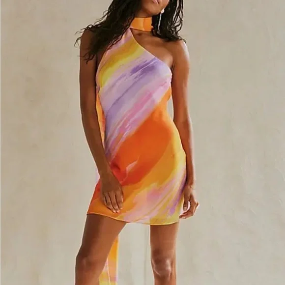 For Love And Lemons Orange and Purple Mini Dress - Picture 3 of 12